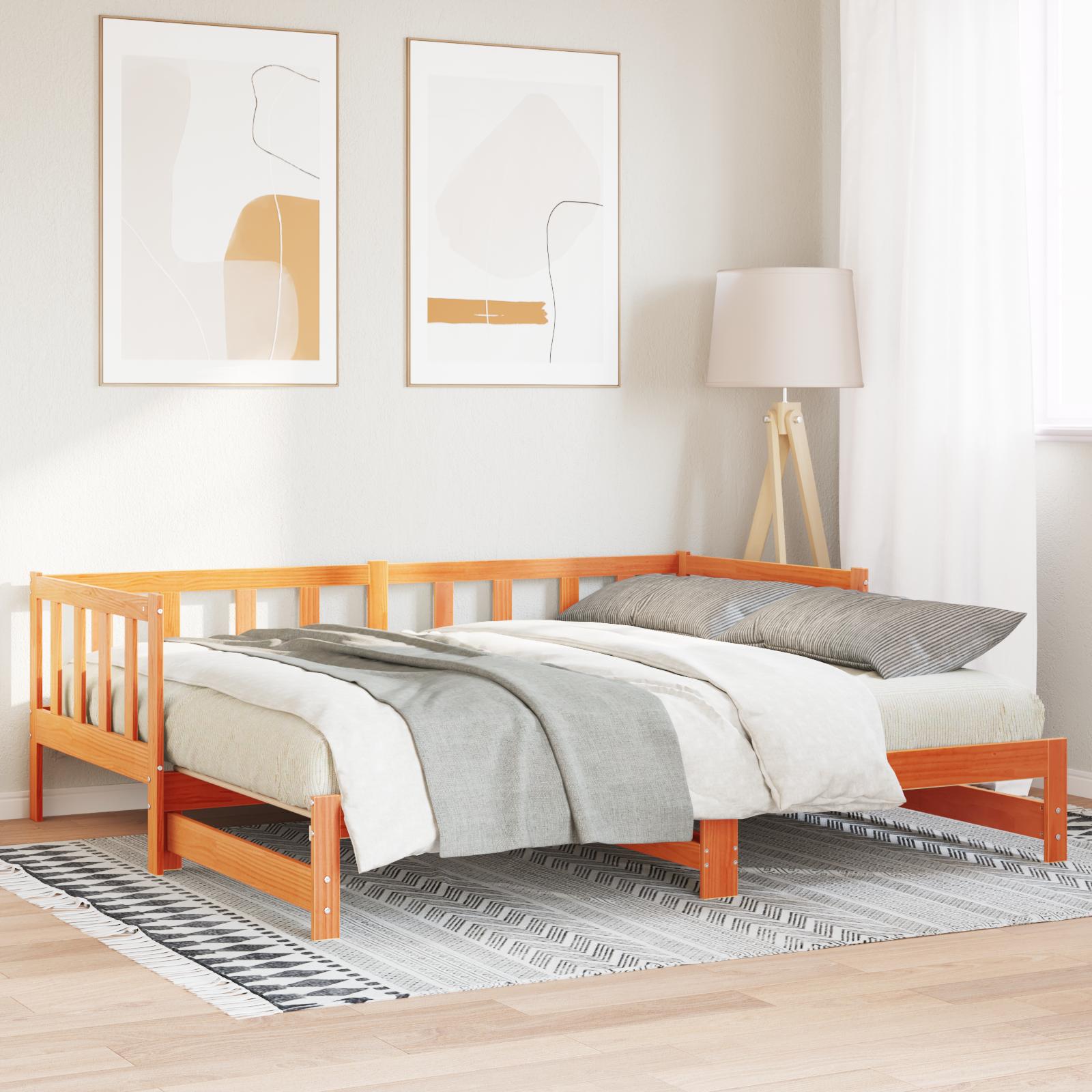 Daybed Med Underseng Voksebrun 180x200 Massivt Fyrretræ - Daybed  - 8721288583437
